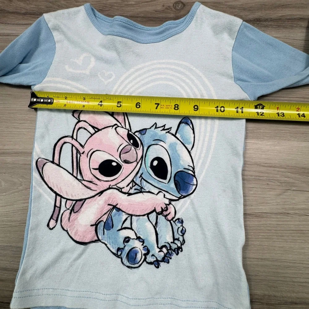 Disney Stitch and Angel‎ Blue Cotton Long Sleeve Pajama Set Girls Size 8